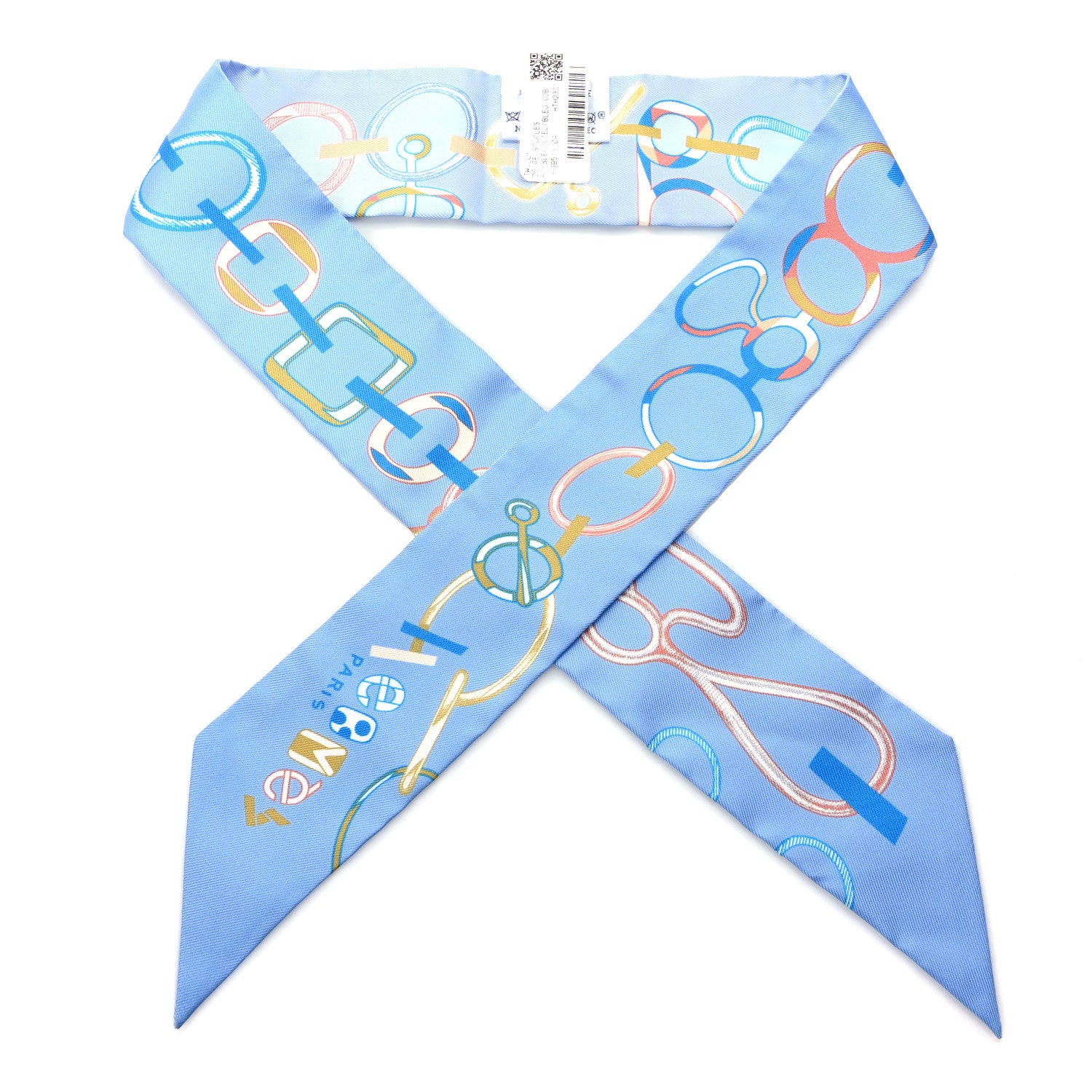 Hermes Silk Do Re Boucles Twilly Bleu Ciel Blue Cob 1 of 4