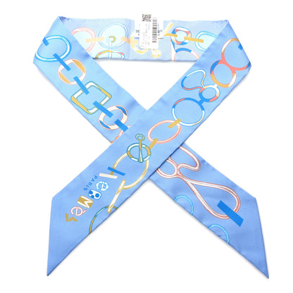 Hermes Silk Do Re Boucles Twilly Bleu Ciel Blue Cob 1 of 4