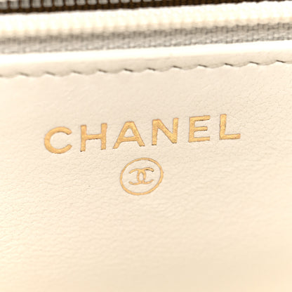 Chanel Lambskin Quilted CC Pearl Crush Wallet on Chain WOC White 6 of 15