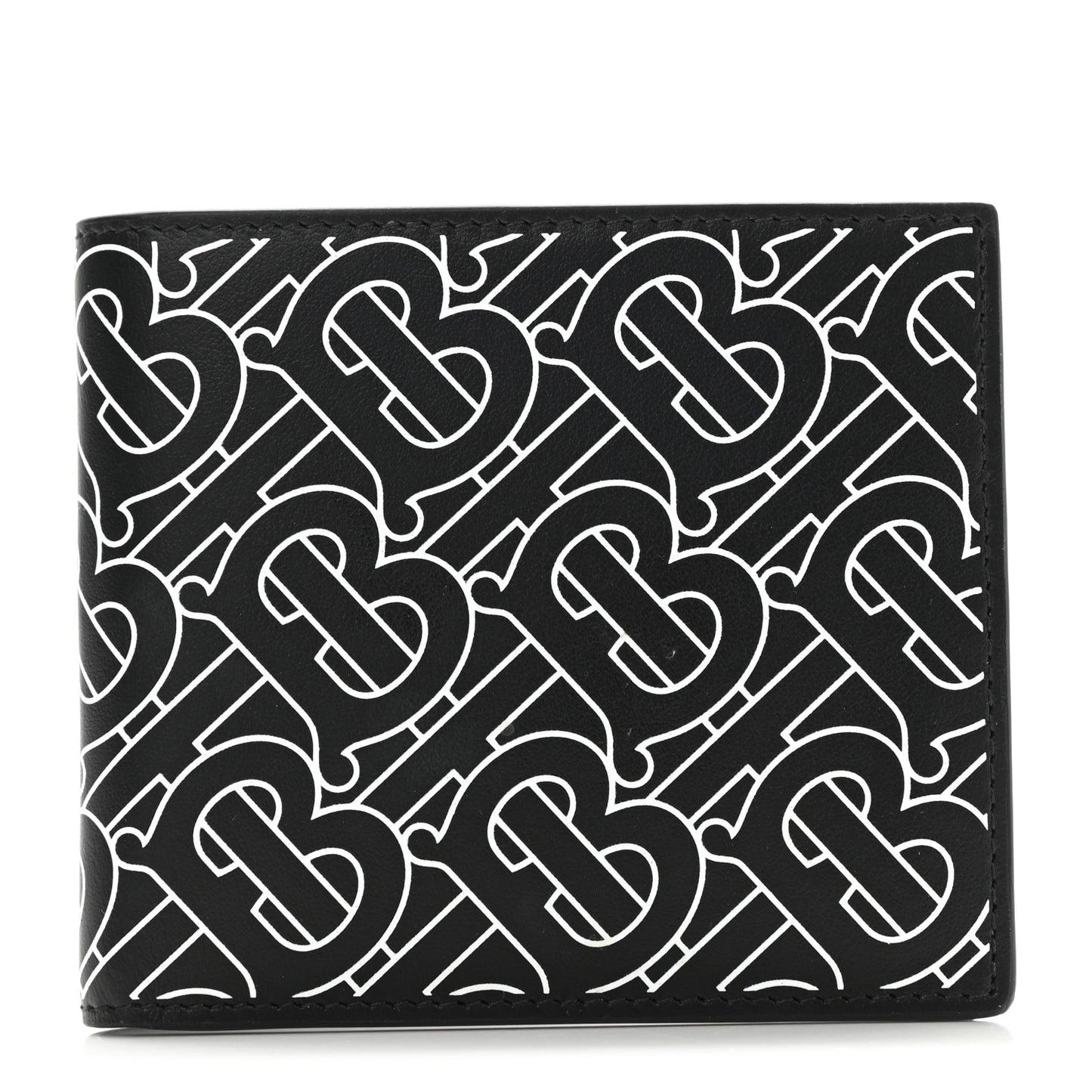 Calfskin Embossed TB Print Bi-Fold Wallet Black White