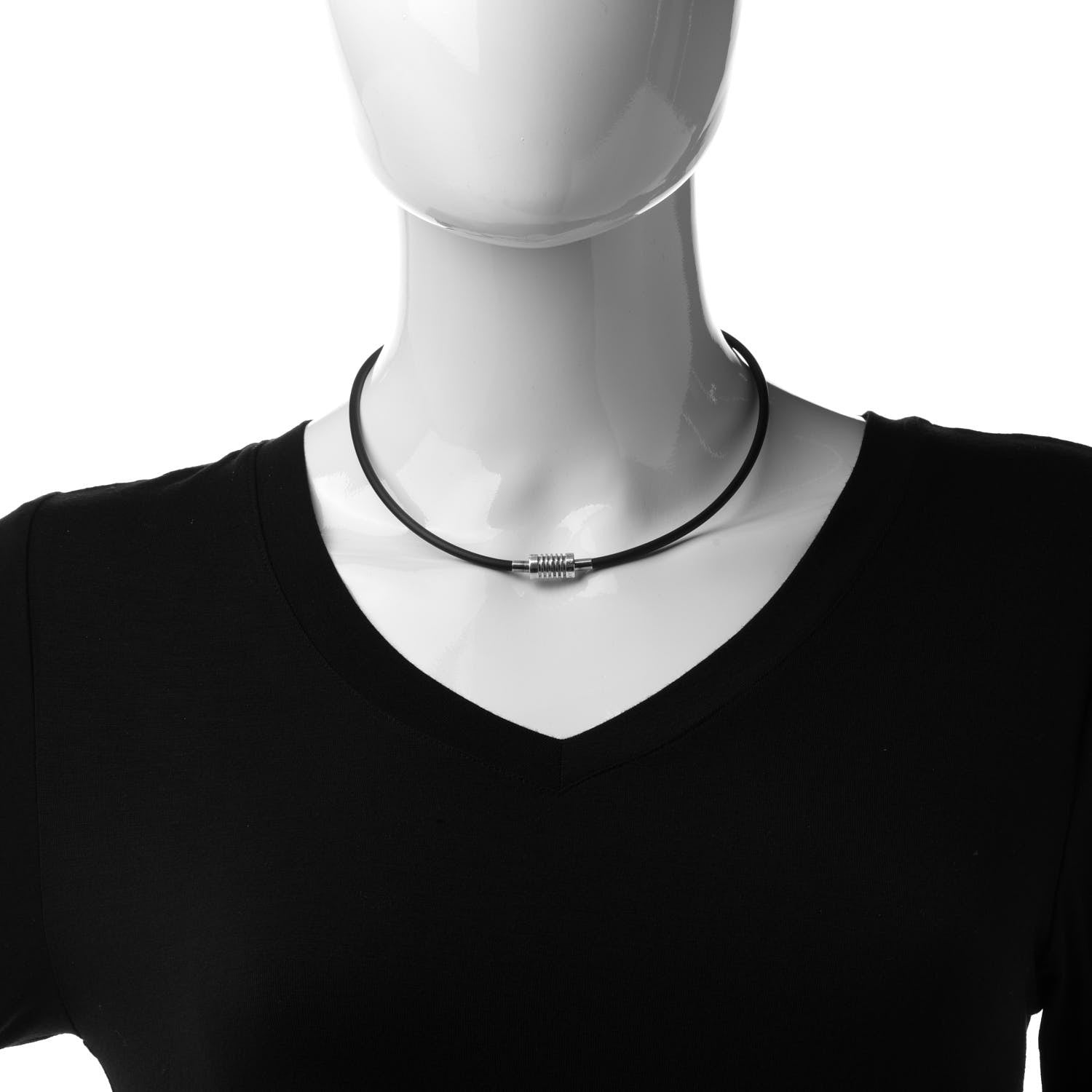 Tiffany Sterling Silver Rubber Paloma Picasso Groove Surfer Necklace 2 of 7