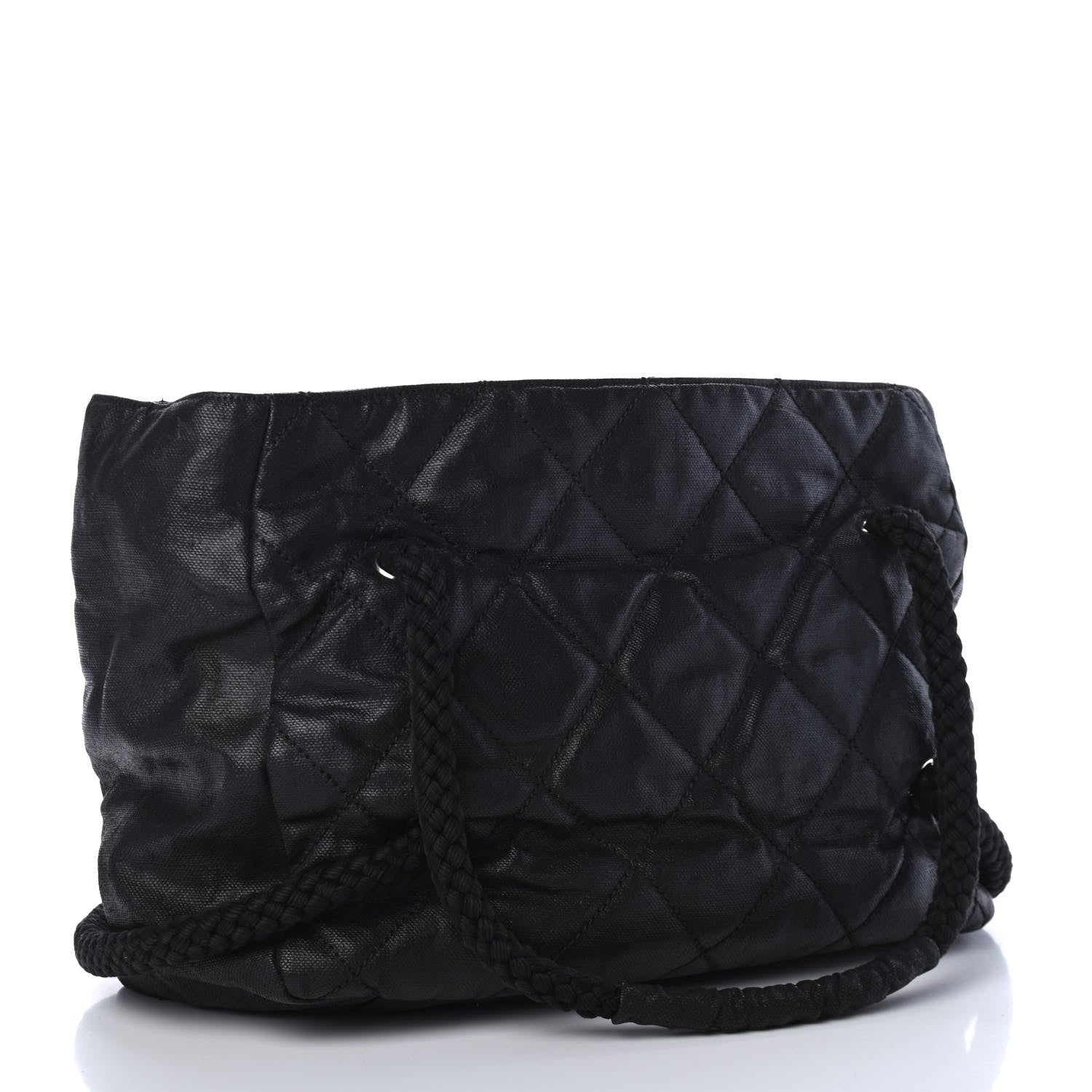 Chanel Coated Canvas Large CC Yacht Tote Black White 2 of 4