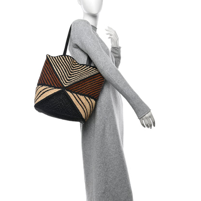 Loewe Raffia Calfskin Paula's Ibiza Medium Puzzle Fold Tote Natural Honey Gold 2 of 9