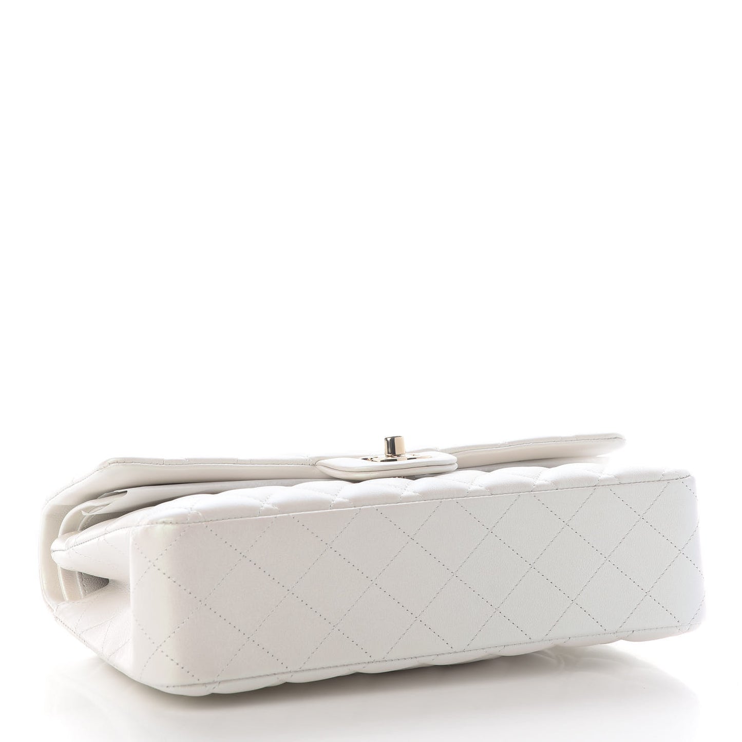 Iridescent Calfskin Quilted Medium Double Flap White