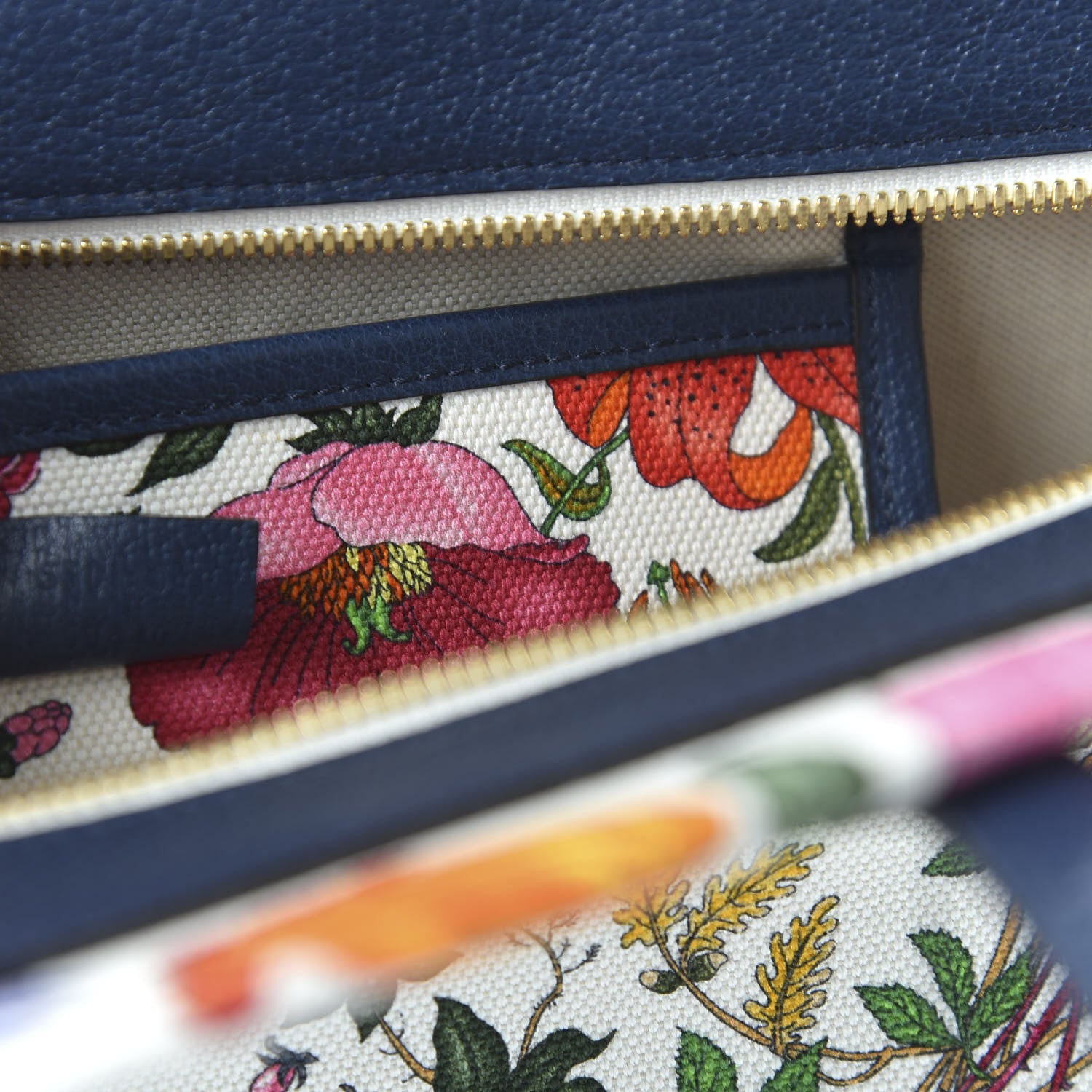 Gucci Canvas Large Flora Tote Navy Multicolor 8 of 9