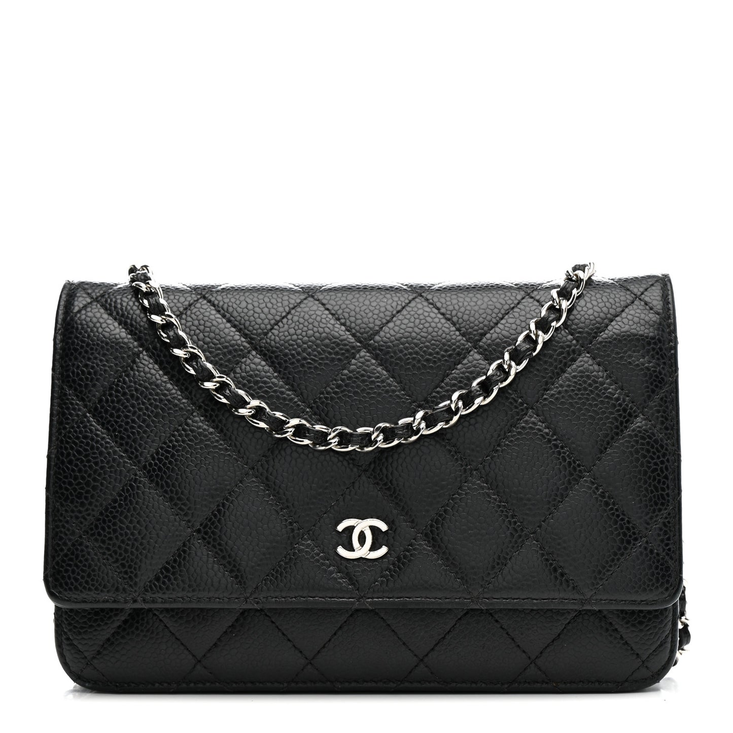 Caviar Quilted Wallet on Chain WOC Black