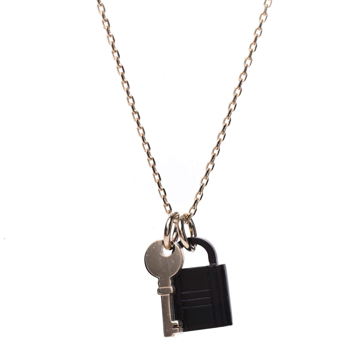 Hermes Permabrass Buffalo Horn Amulette Padlock PM Pendant Necklace 4 of 6
