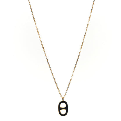 Hermes Laquered Iliade Pendant Necklace Black 1 of 5