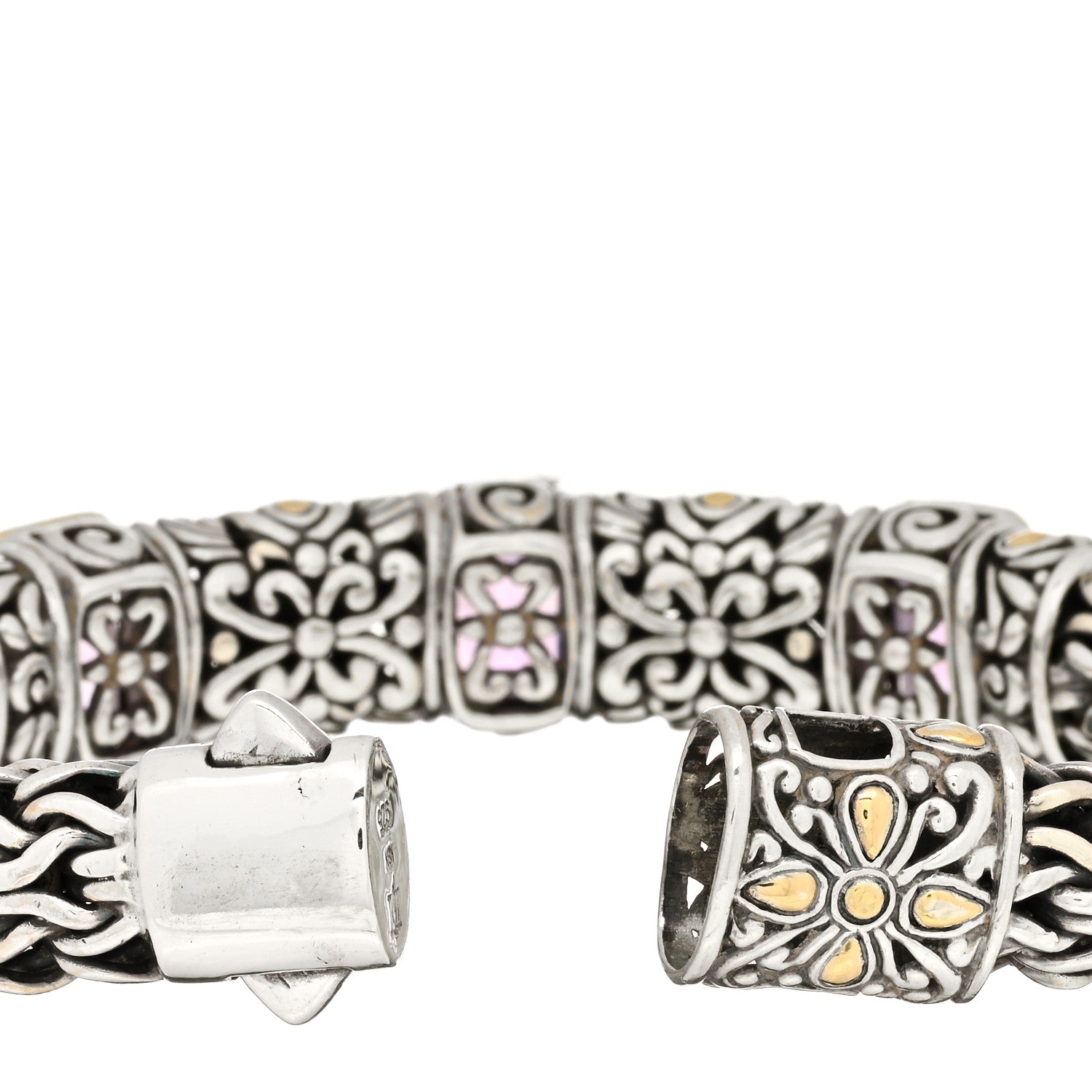 John Hardy Sterling Silver 18 Karat Yellow Gold Amethyst Batu Sari Dot Station Bracelet 3 of 4