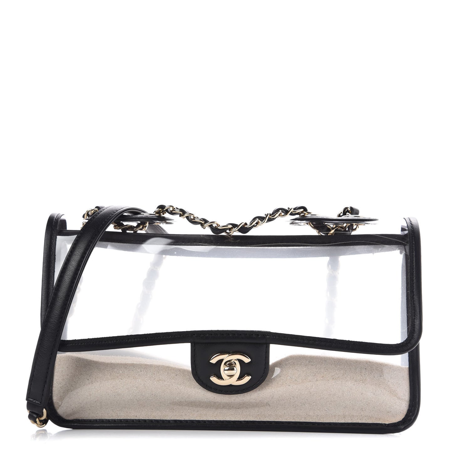 Lambskin PVC Medium Coco Sand Flap Black
