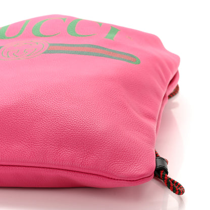 Gucci Grained Calfskin Logo Drawstring Backpack Box Pink Green Black 10 of 10