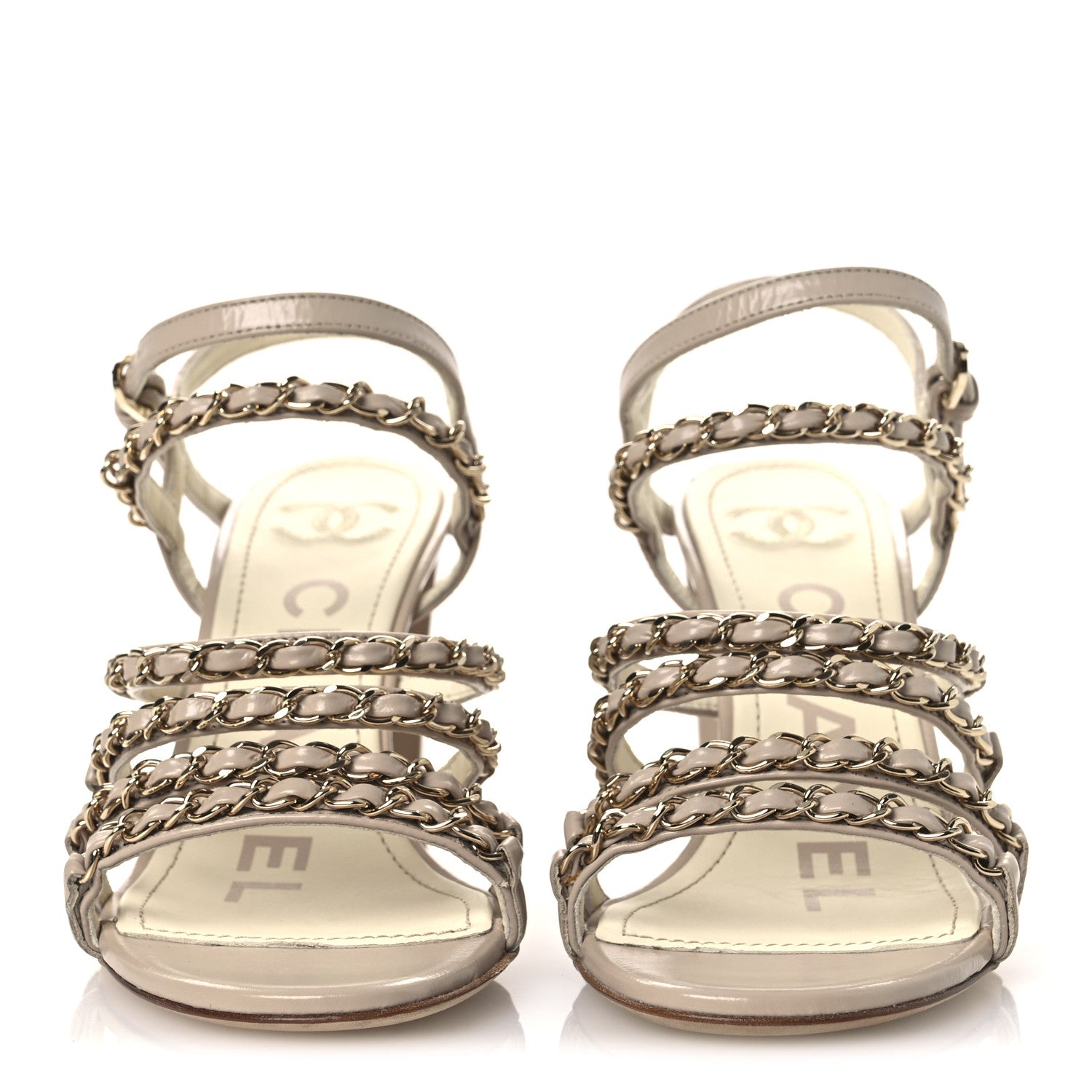 Chanel Calfskin Chain Sandals 36 Dark Beige 3 of 11