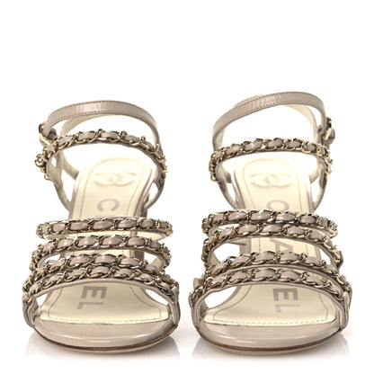 Chanel Calfskin Chain Sandals 36 Dark Beige 3 of 11