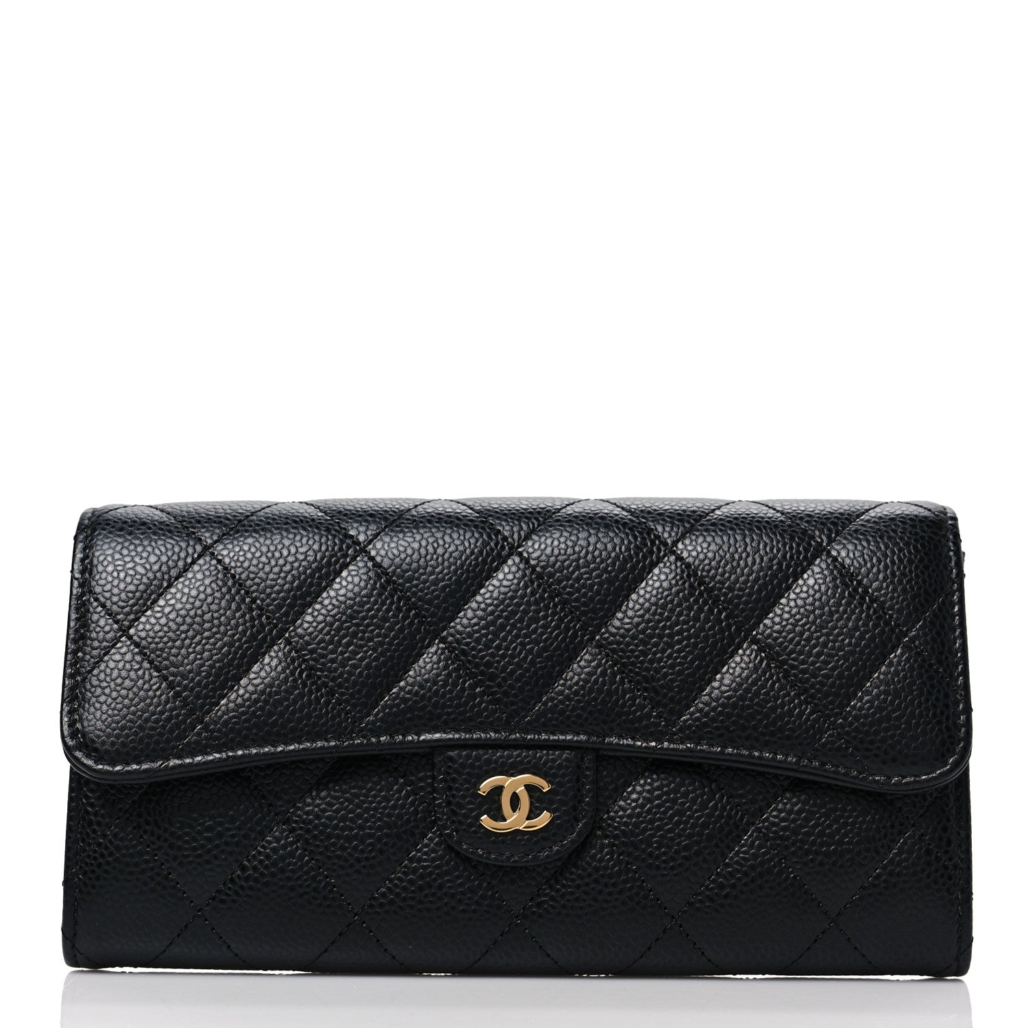Chanel Caviar Quilted Long Flap Wallet Black 1 of 9