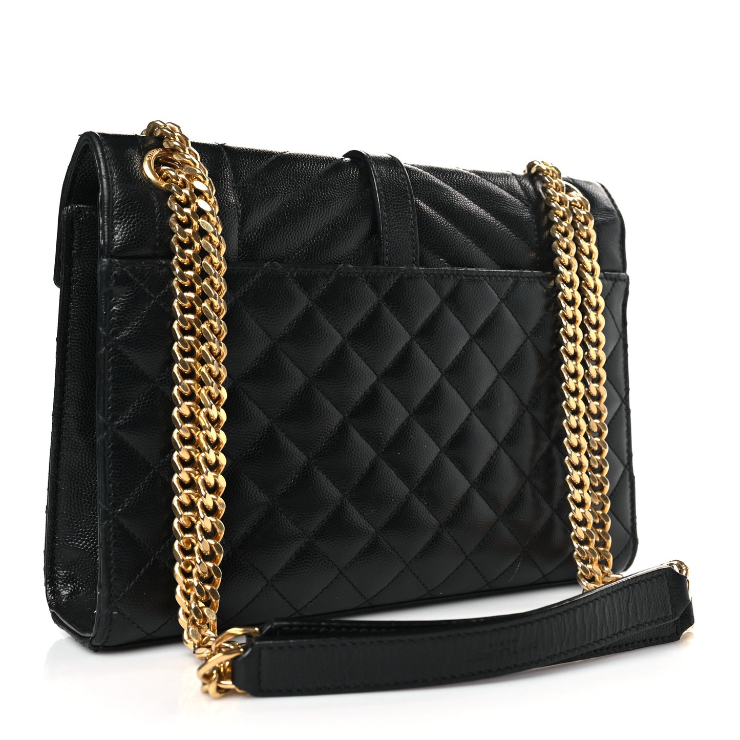 Grain De Poudre Textured Mixed Matelasse Triquilt Medium Monogram Satchel Black