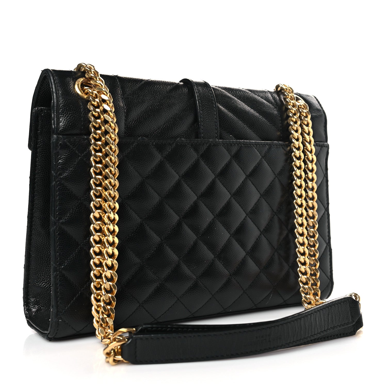 Saint Laurent Grain De Poudre Textured Mixed Matelasse Triquilt Medium Monogram Satchel Black 3 of 10