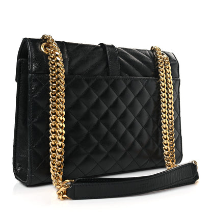 Saint Laurent Grain De Poudre Textured Mixed Matelasse Triquilt Medium Monogram Satchel Black 3 of 10