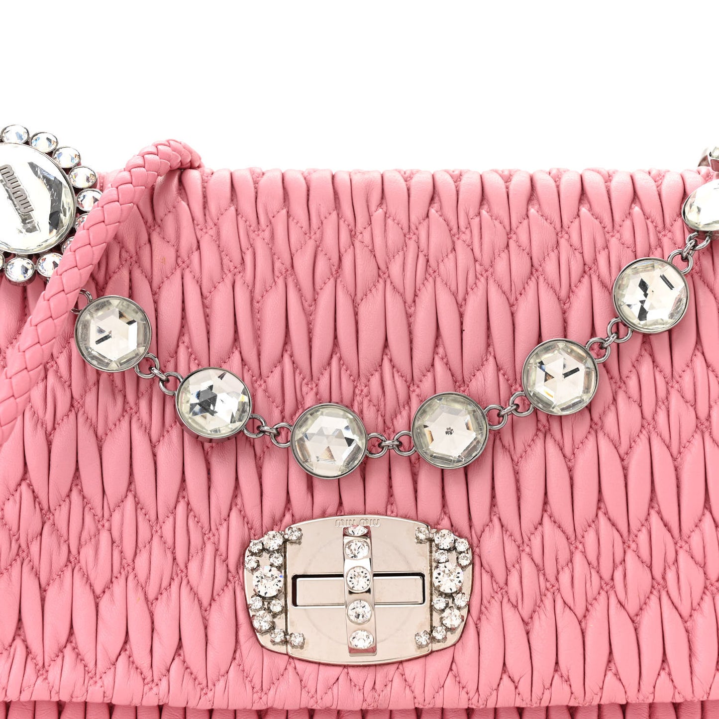 Nappa Matelasse Crystal Flap Clutch Geranio