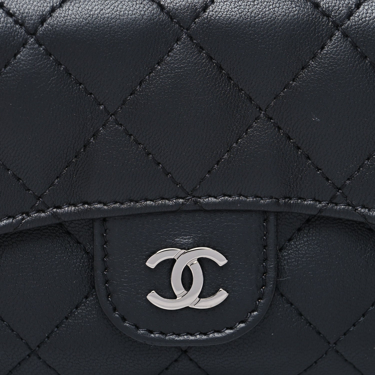 Chanel Lambskin Quilted Zip Card Holder Black 10 of 10