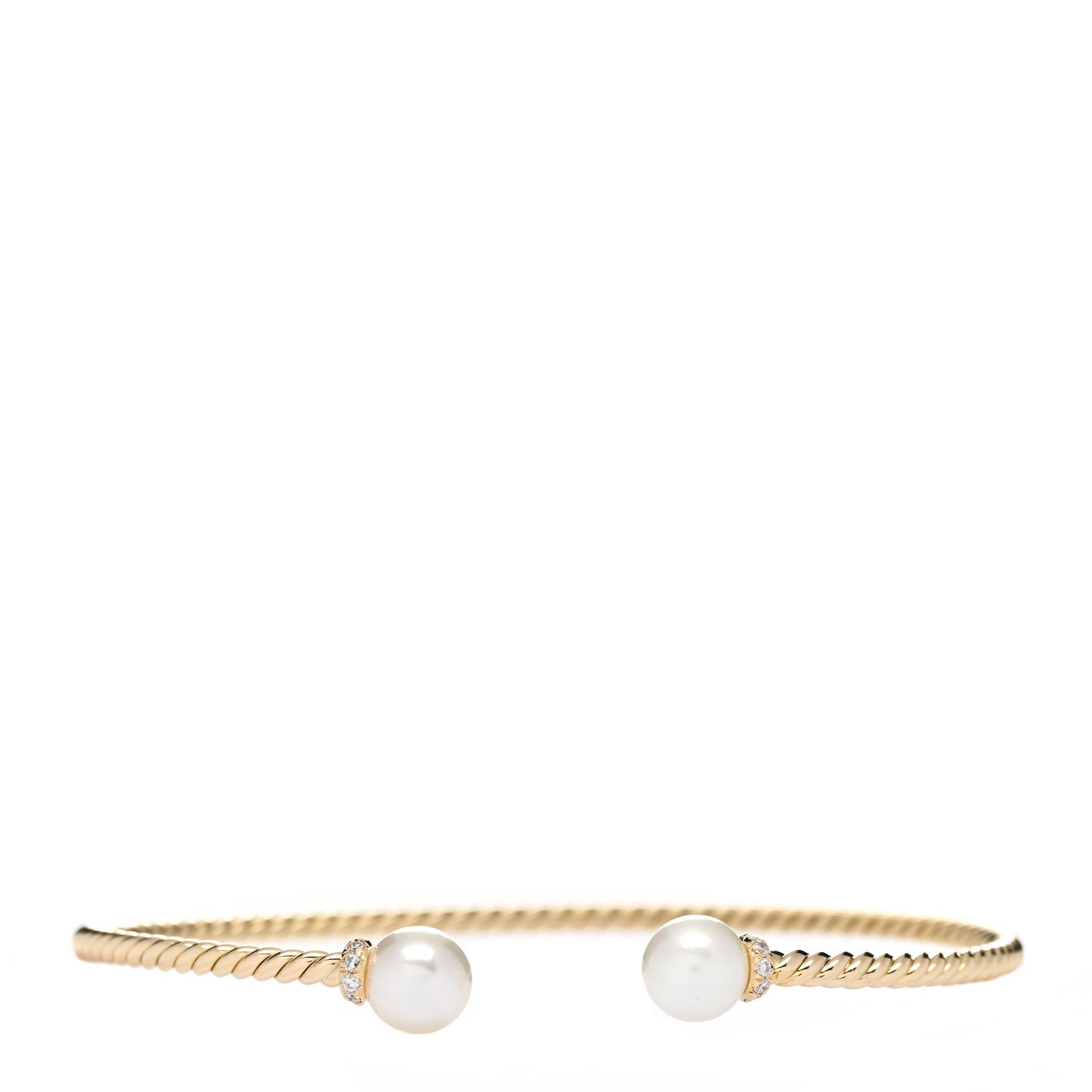 18K Yellow Gold Diamond Pearl 6.5mm Solari Bracelet
