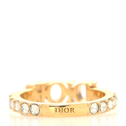 Christian Dior Metal Crystal Logo Ring L Gold 3 of 4