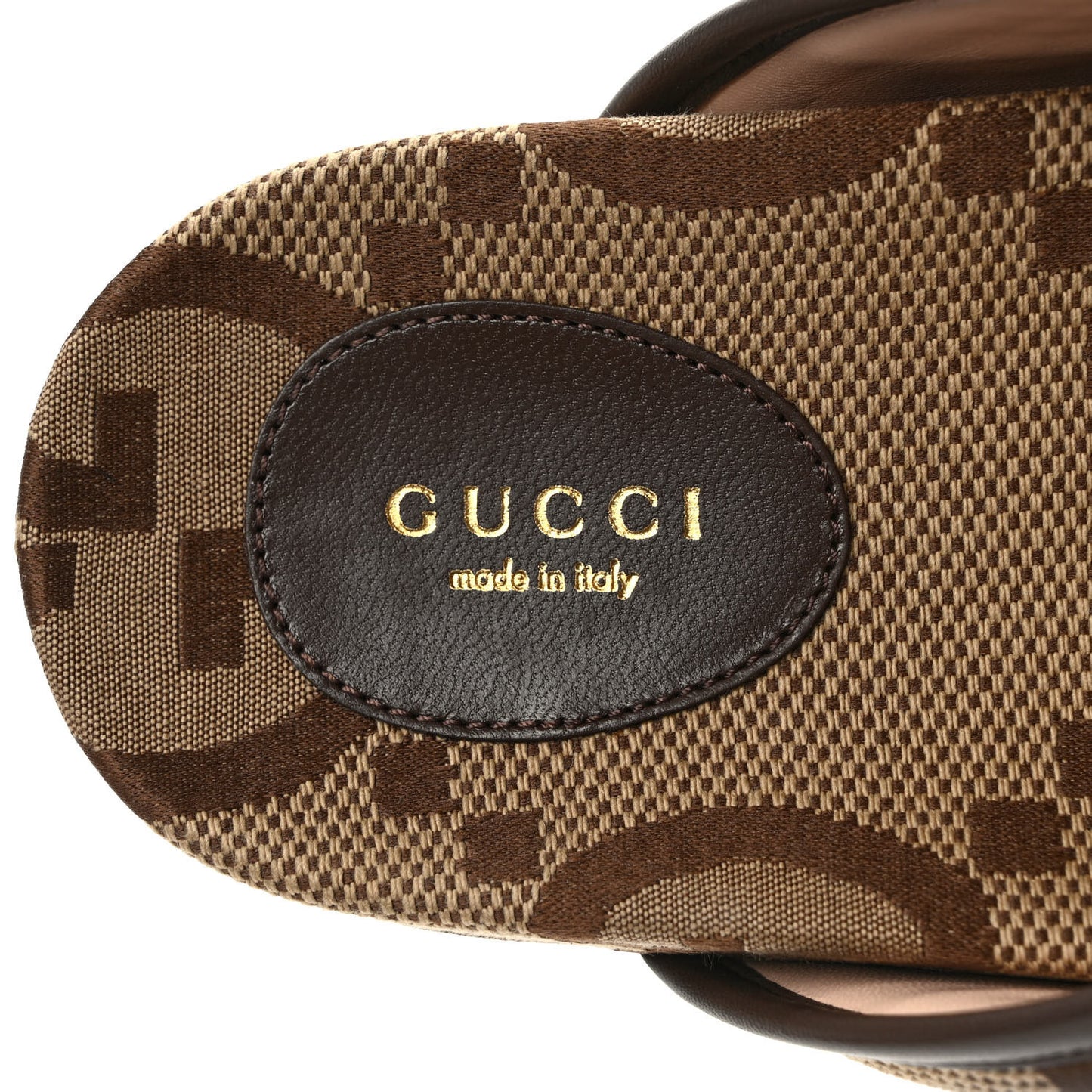 Monogram Jumbo GG Nappa Samoa Platform 40mm Slide Sandals 41 Camel Ebony New Acero