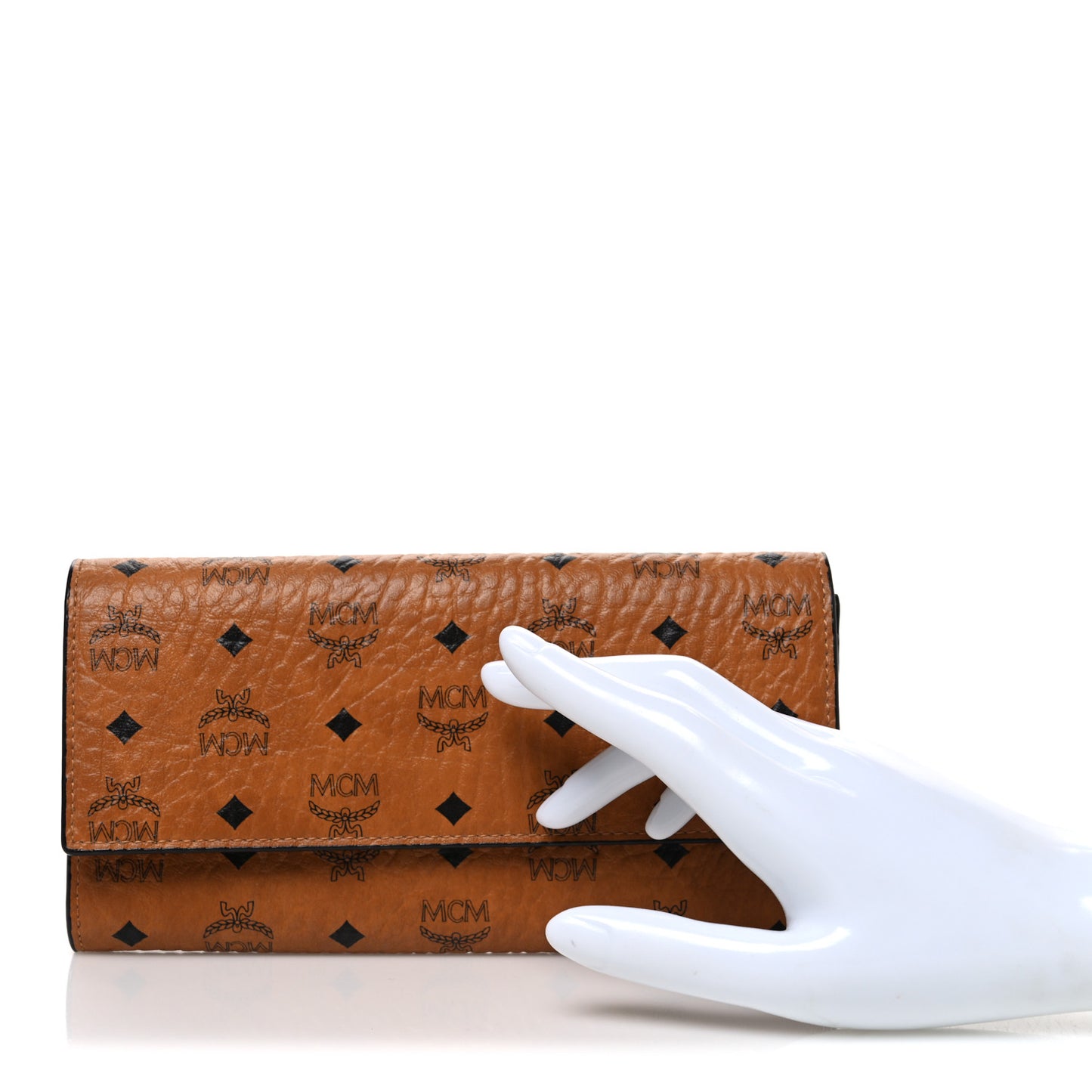 Visetos Large Trifold Flap Wallet Cognac