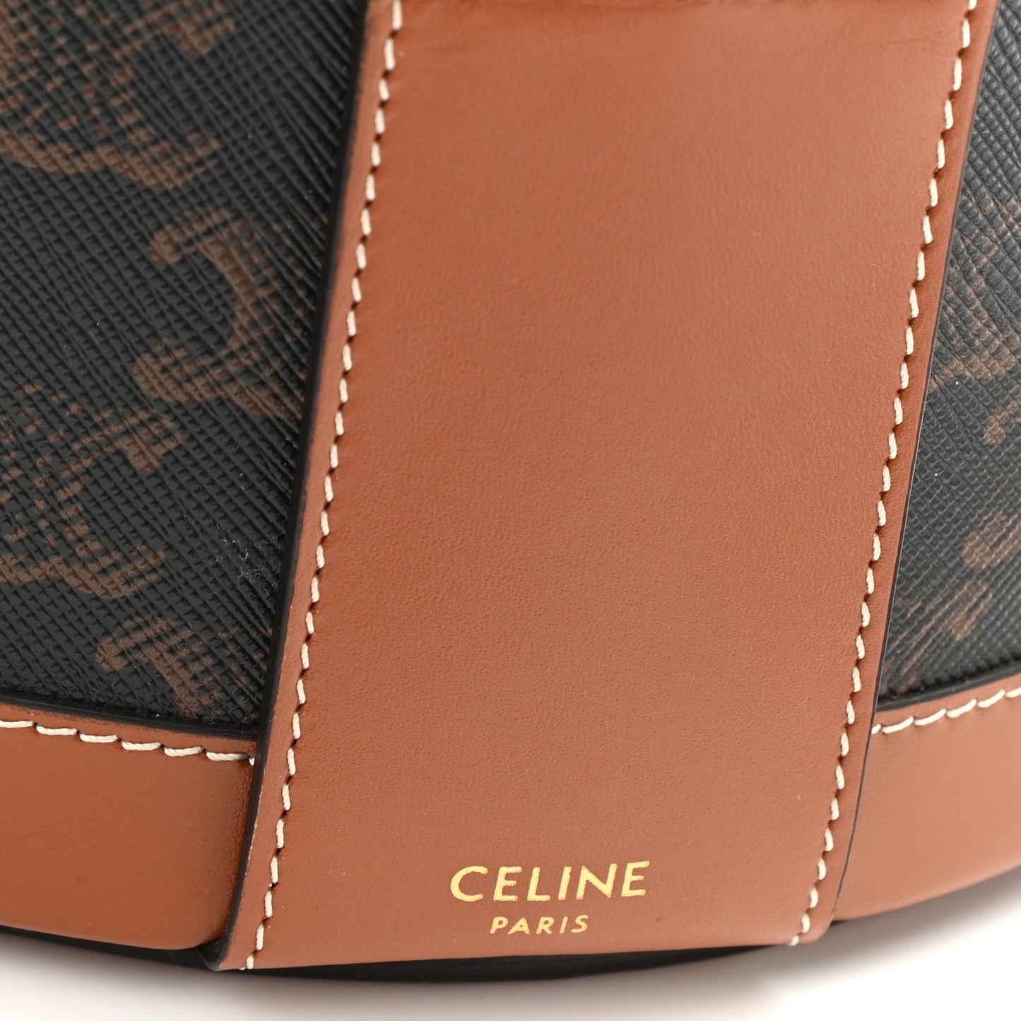 Calfskin Triomphe Canvas Medium Tambour Bag Tan