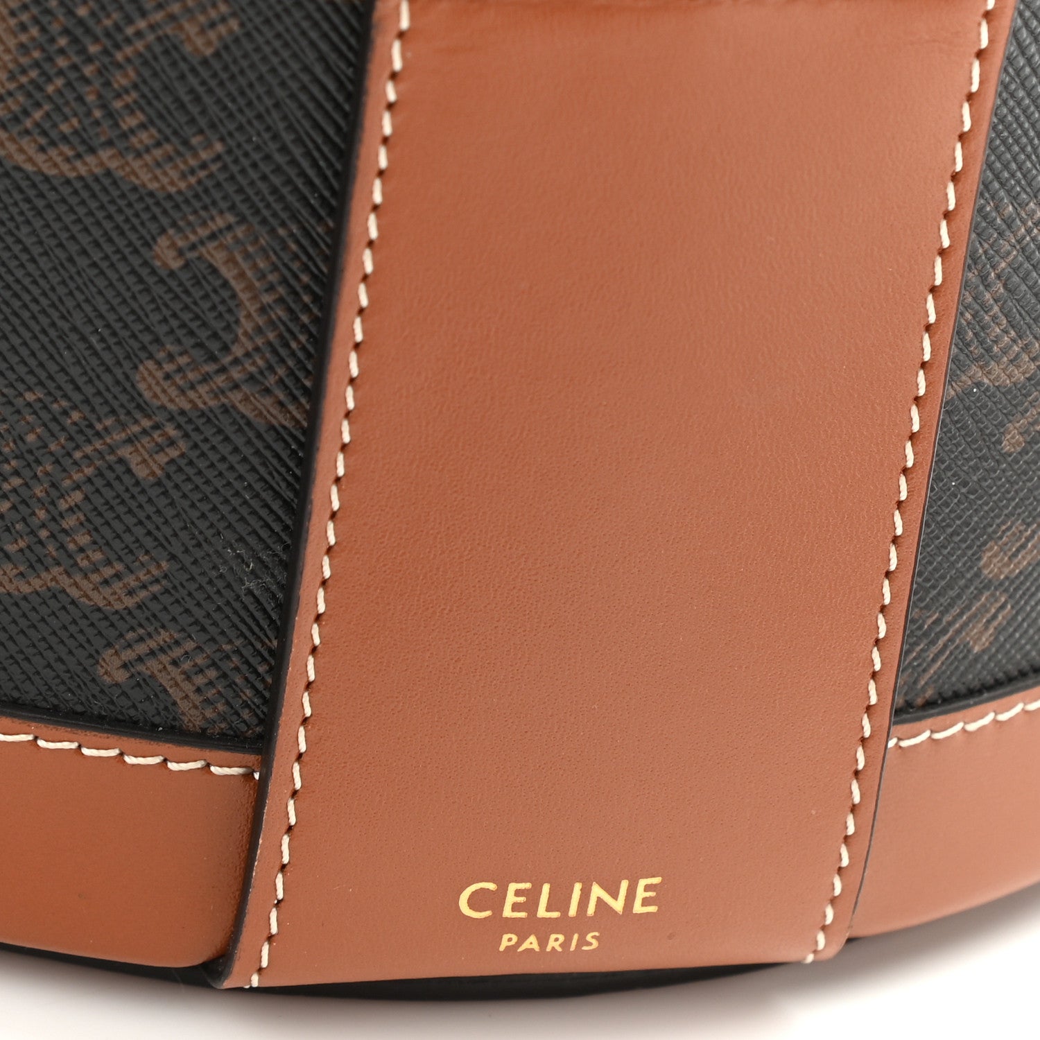 Celine Calfskin Triomphe Canvas Medium Tambour Bag Tan 7 of 10
