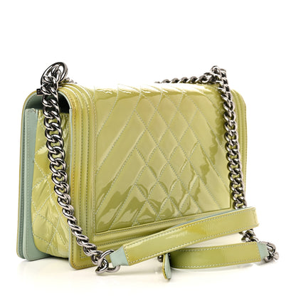 Chanel Patent Chevron Quilted New Medium Boy Flap Green 3 of 20