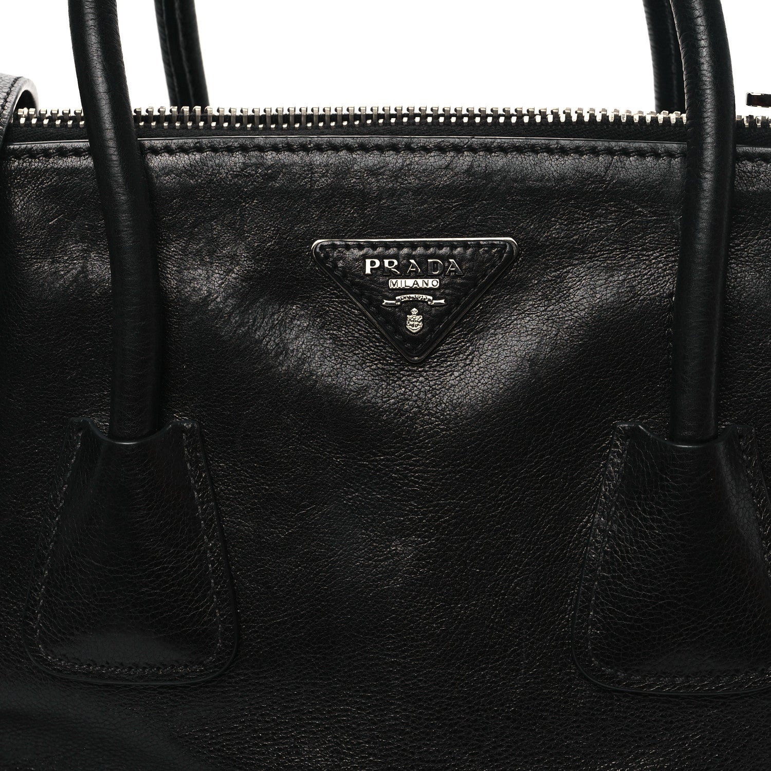 Prada Glace Calf Twin Pocket Tote Black 8 of 12