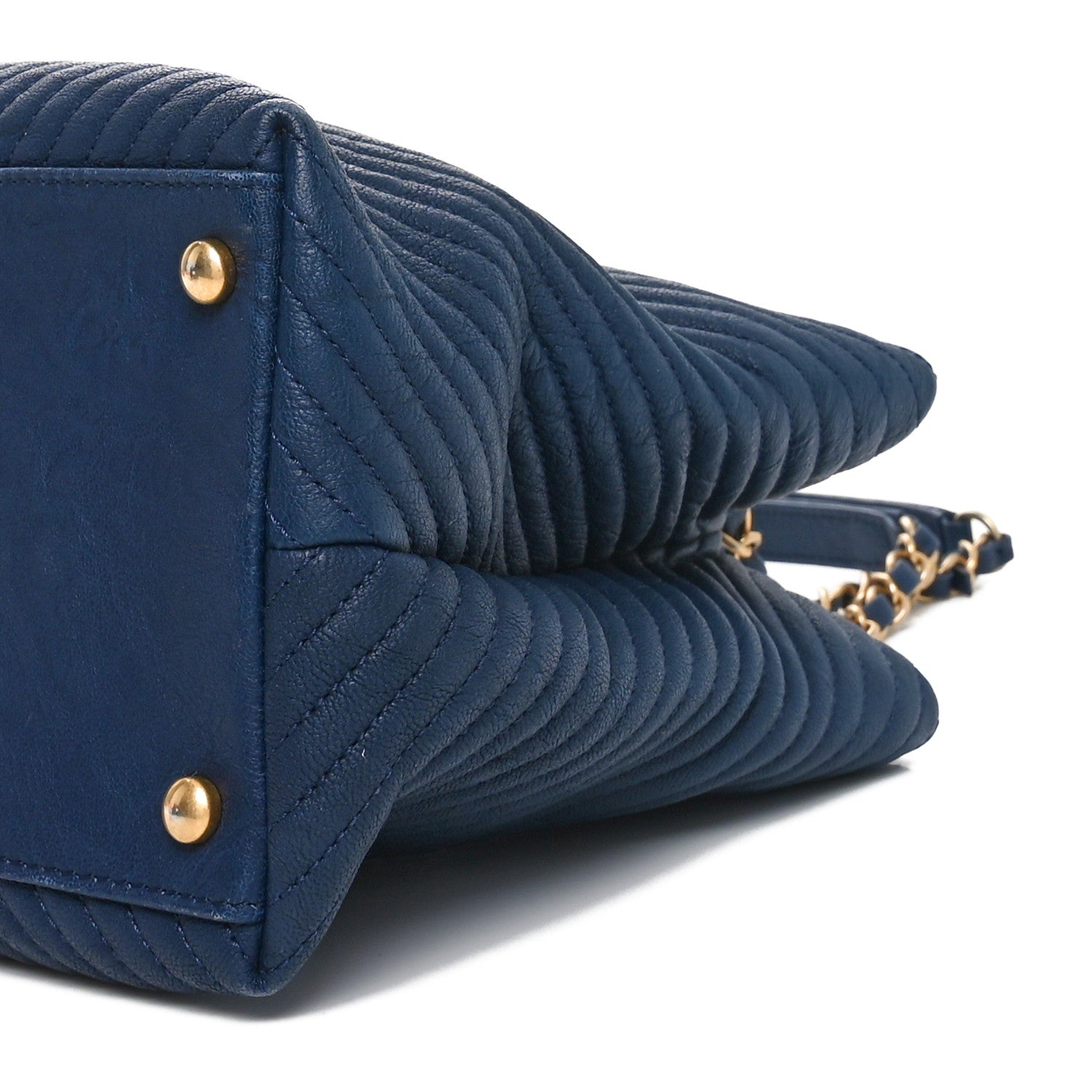 Chanel Wrinkled Lambskin Chevron Quilted Surpique Tote Navy Blue 10 of 10