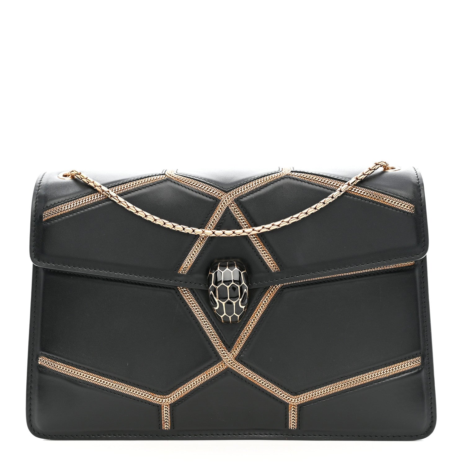 Bulgari Calfskin Glam Rebel Serpenti Forever Shoulder Bag Black 1 of 12