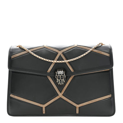 Bulgari Calfskin Glam Rebel Serpenti Forever Shoulder Bag Black 1 of 12