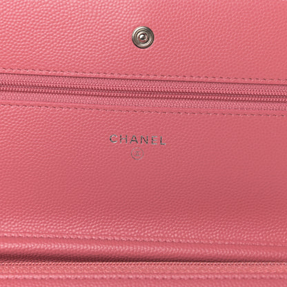 Chanel Caviar Chevron Quilted Wallet On Chain WOC Pink 6 of 13