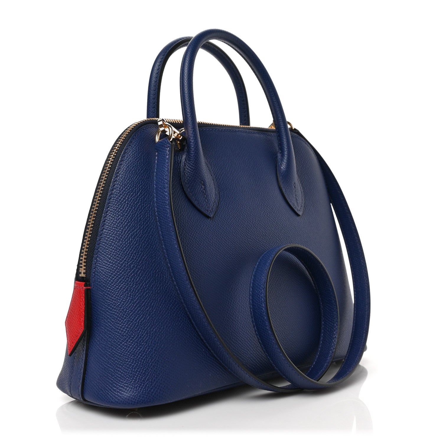 Hermes Epsom Tri-Color 1923 Bolide 25 Blue Saphir Blue Indigo Rouge Piment 3 of 8