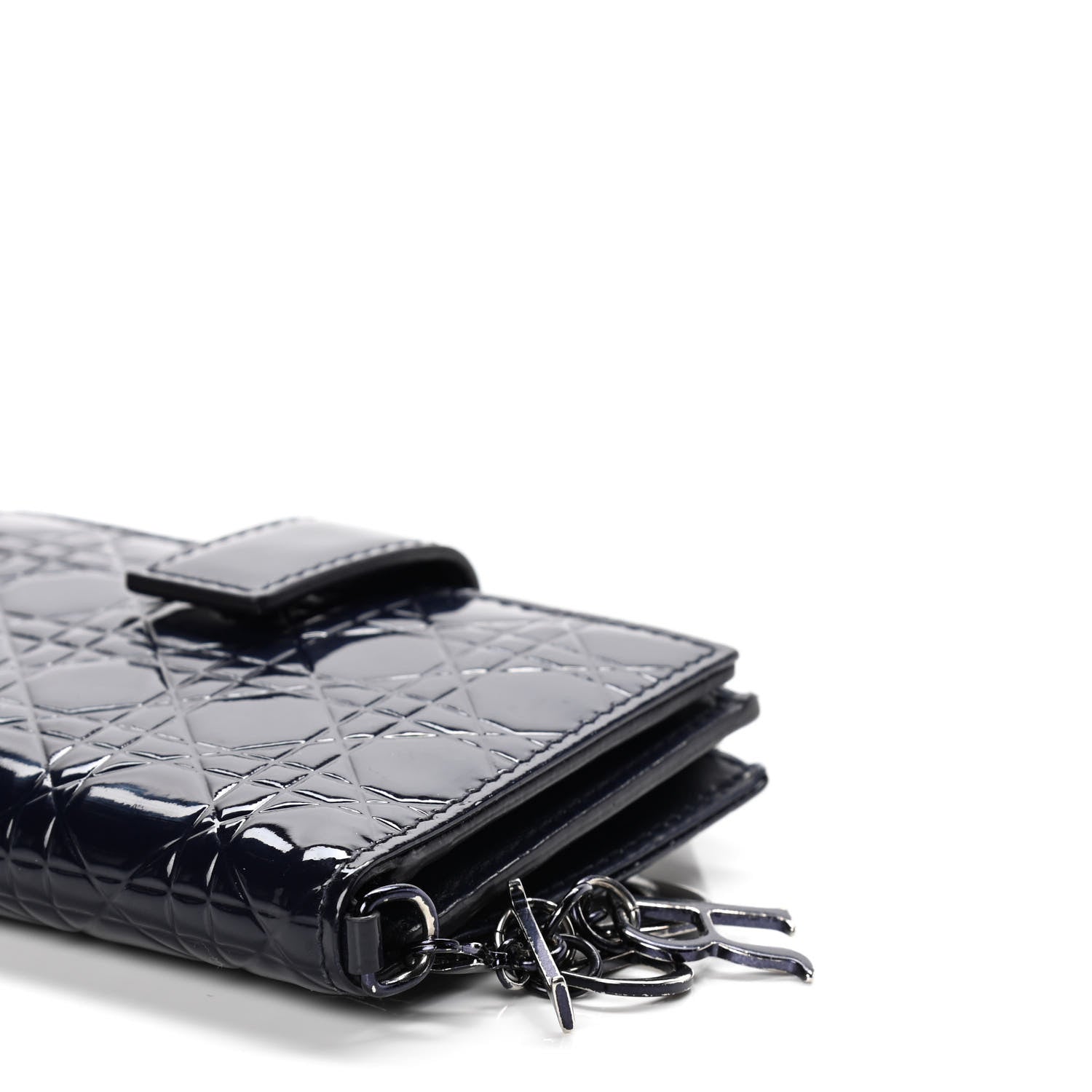 Christian Dior Patent Cannage Lady Dior Eden Wallet Navy Blue 8 of 11