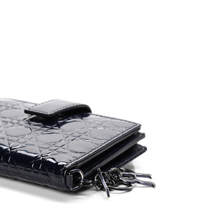 Christian Dior Patent Cannage Lady Dior Eden Wallet Navy Blue 8 of 11