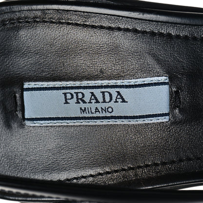 Prada Mesh Nappa Triangle Logo Pointed Toe 45mm Slingback Pumps 36.5 Black 8 of 11