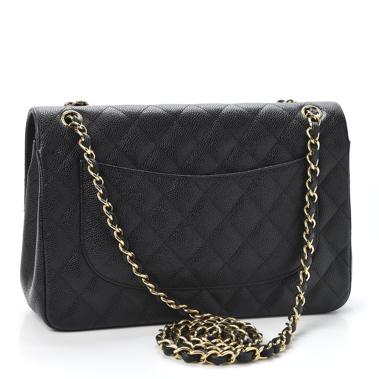 Caviar Quilted Jumbo Double Flap Black