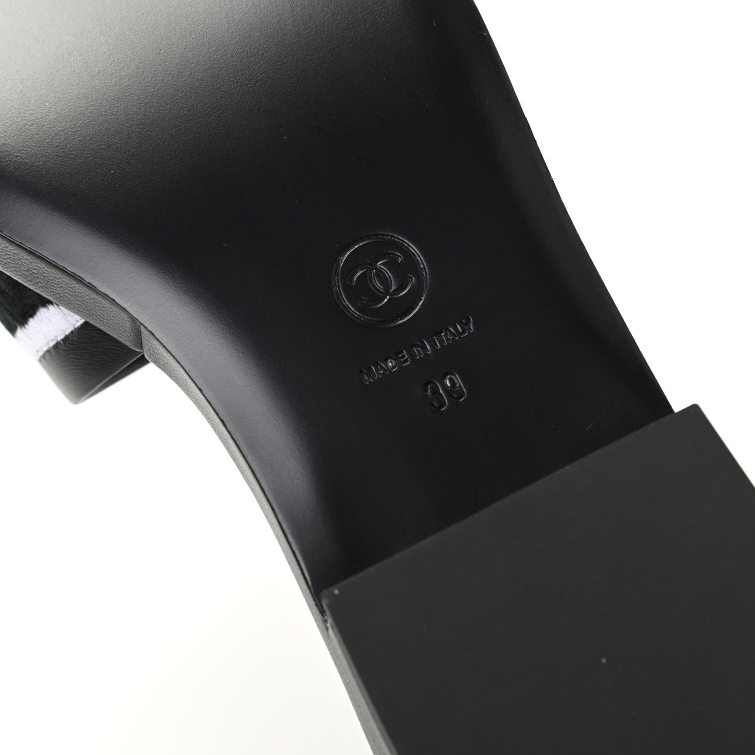 Chanel Lambskin Embroidered CC Mule Sandal 39 Black White 8 of 11