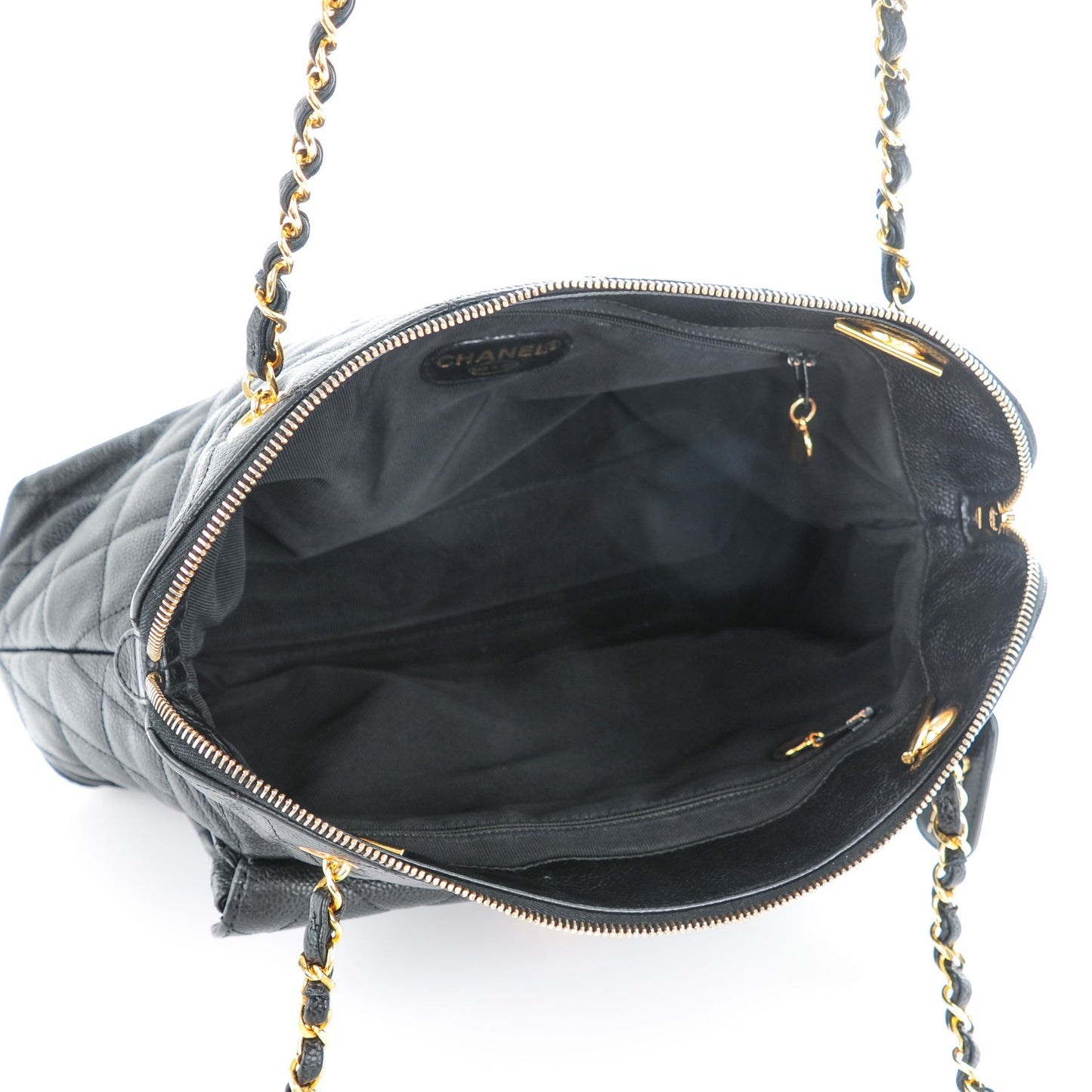 Caviar Quilted Flap Shoulder Bag Black