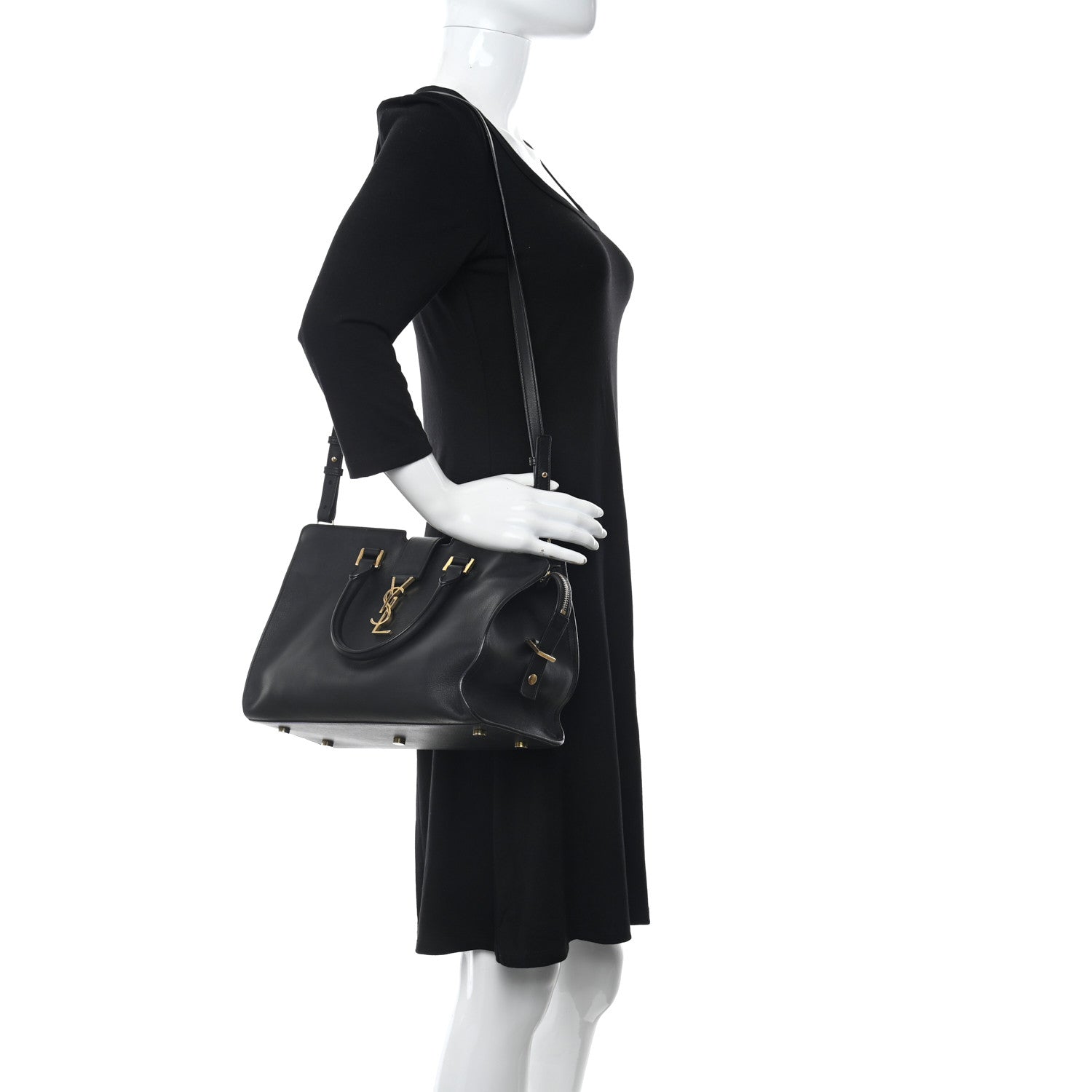 Saint Laurent Calfskin Small Monogram Cabas Black 2 of 12