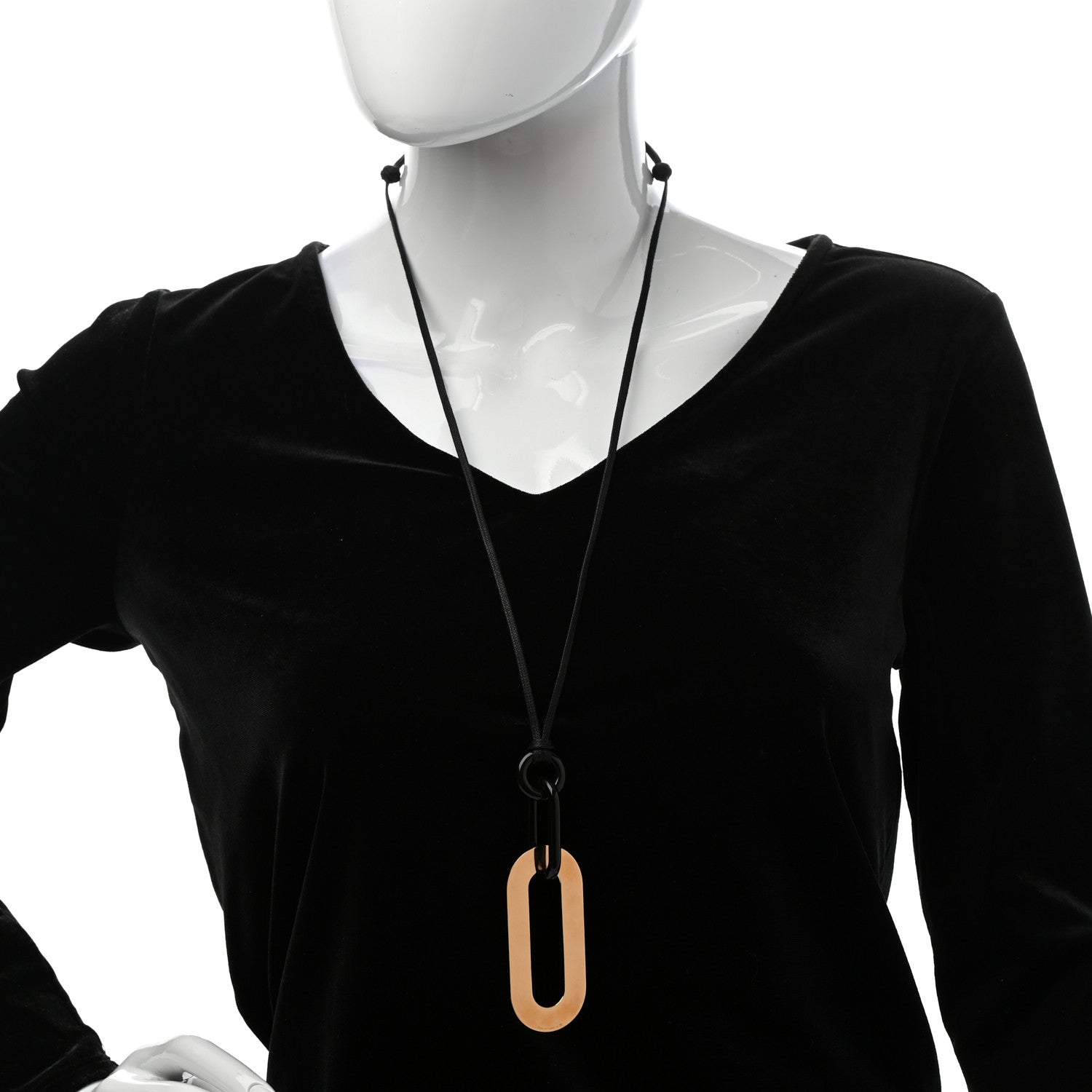Hermes Buffalo Horn Mayan Pendant Necklace Gold 2 of 6
