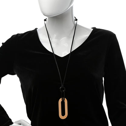 Hermes Buffalo Horn Mayan Pendant Necklace Gold 2 of 6