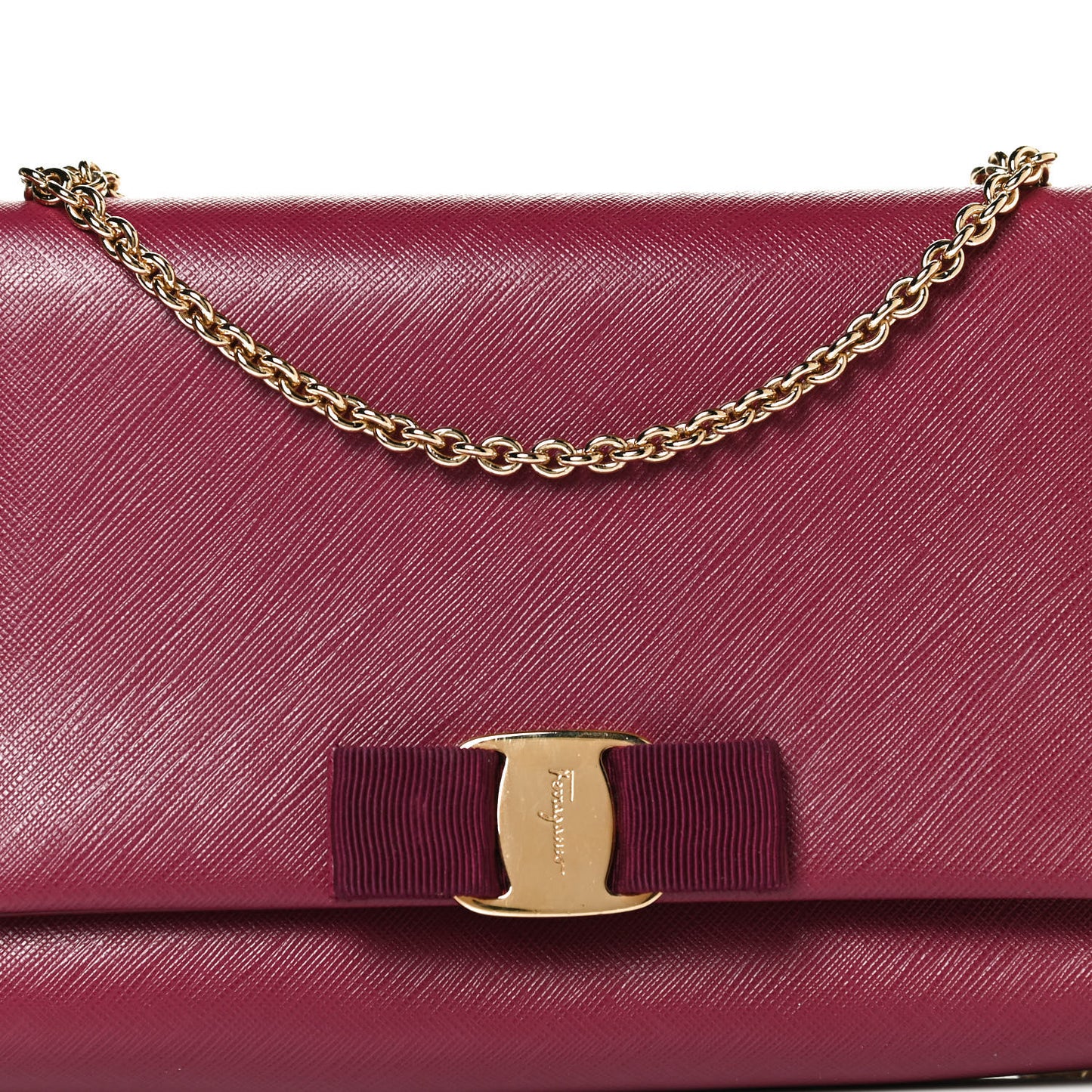 Calfskin Mini Miss Vara Bow Chain Bag Burgundy