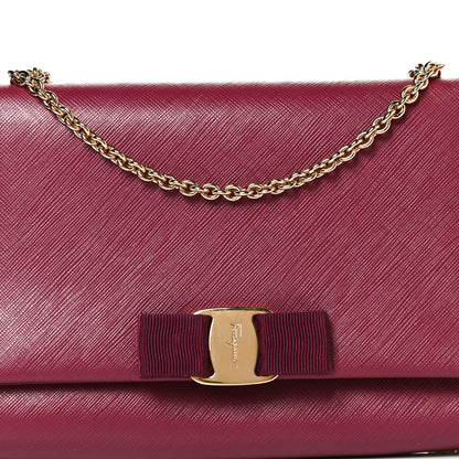 Salvatore Ferragamo Calfskin Mini Miss Vara Bow Chain Bag Burgundy 7 of 10