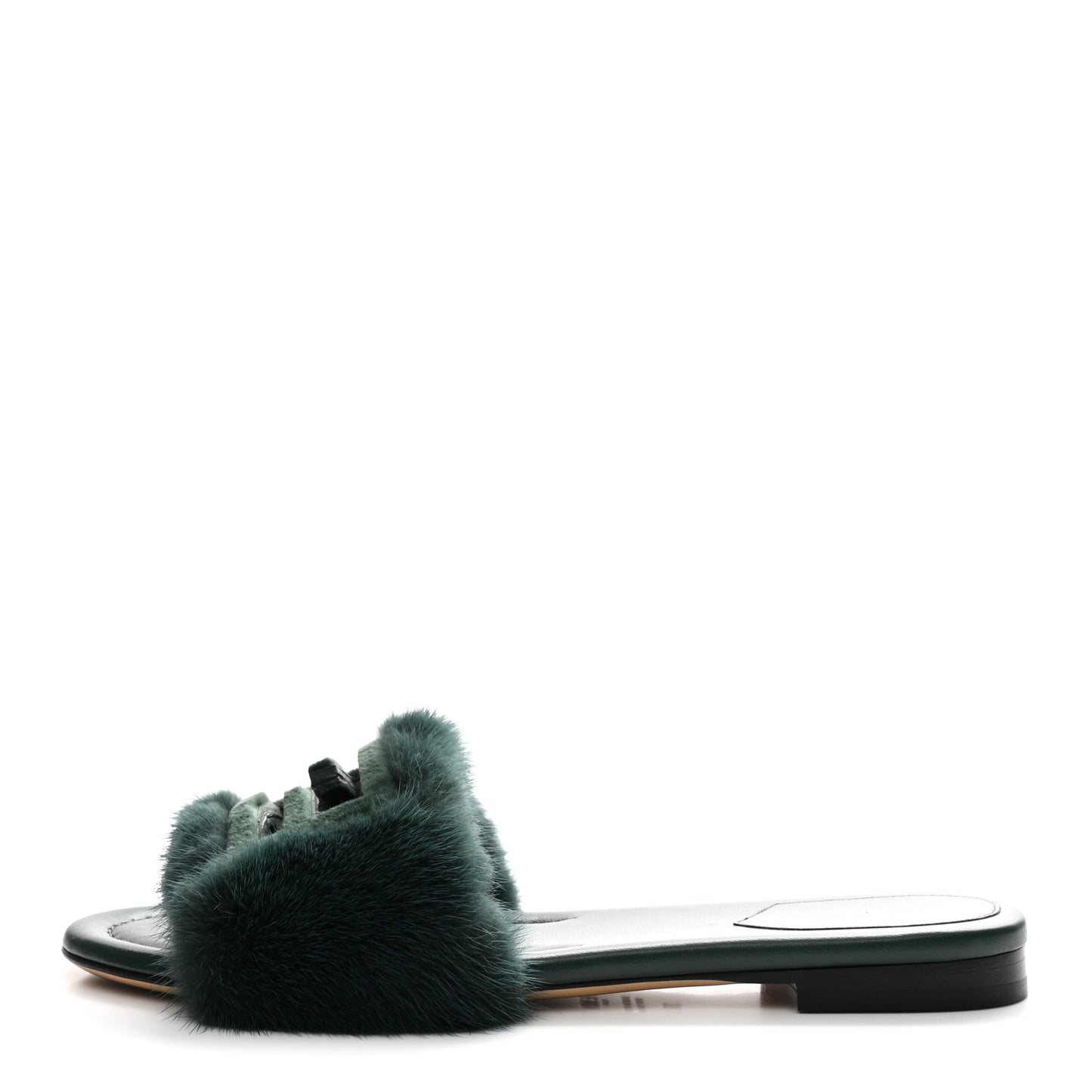 Mink FF Baguette Slide Sandals 38 Salvia