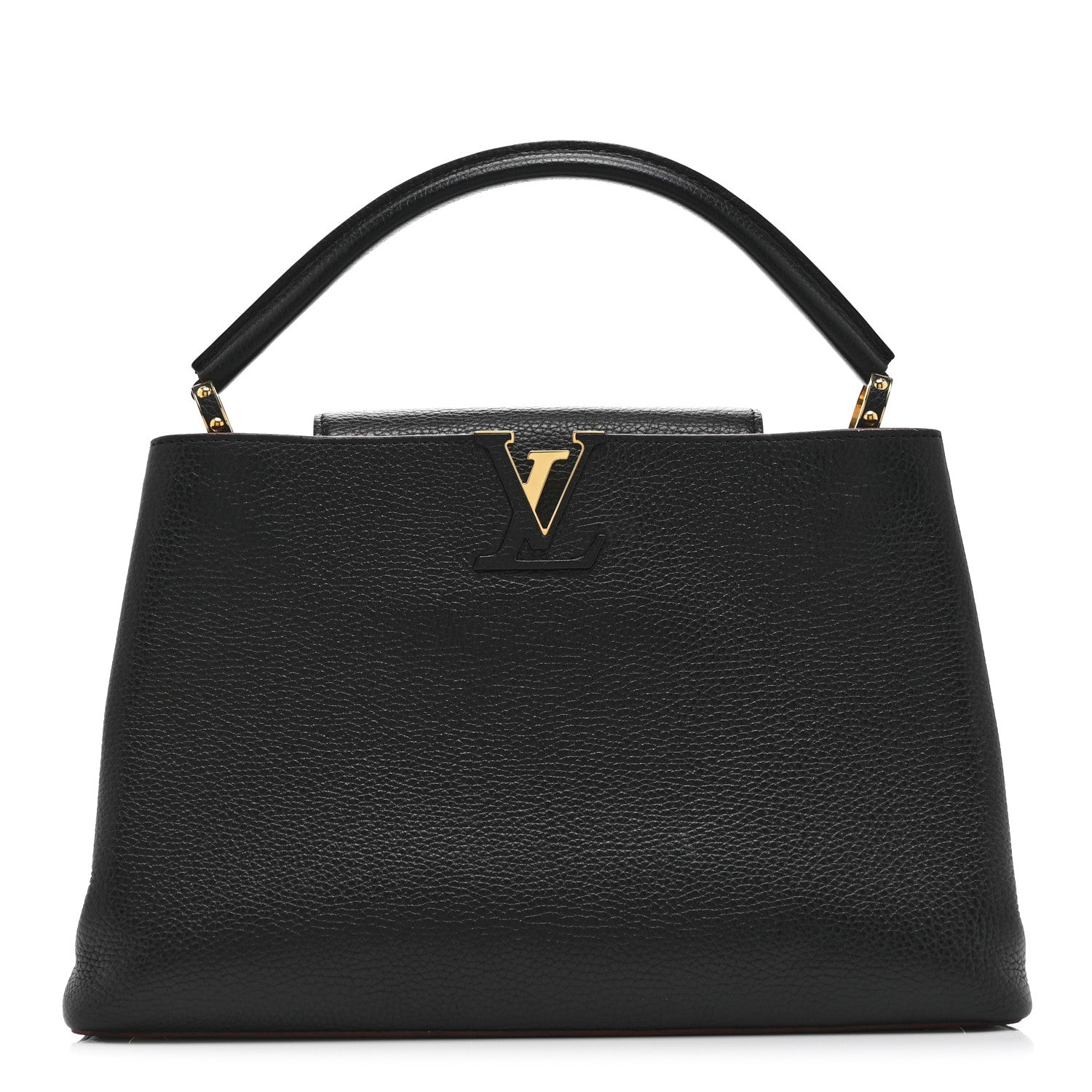 Louis Vuitton Taurillon Capucines MM Black Fuchsia 1 of 10