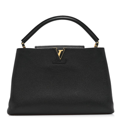 Louis Vuitton Taurillon Capucines MM Black Fuchsia 1 of 10